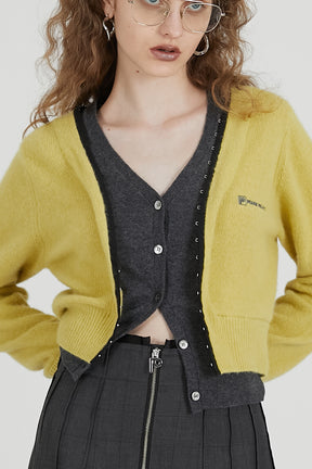 V-Neck Layered Cardigan - 2025 AUTUMN