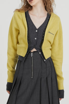 V-Neck Layered Cardigan - 2025 AUTUMN