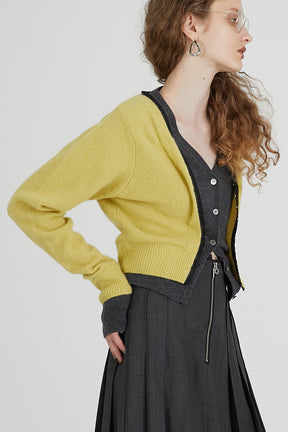 V-Neck Layered Cardigan - 2025 AUTUMN
