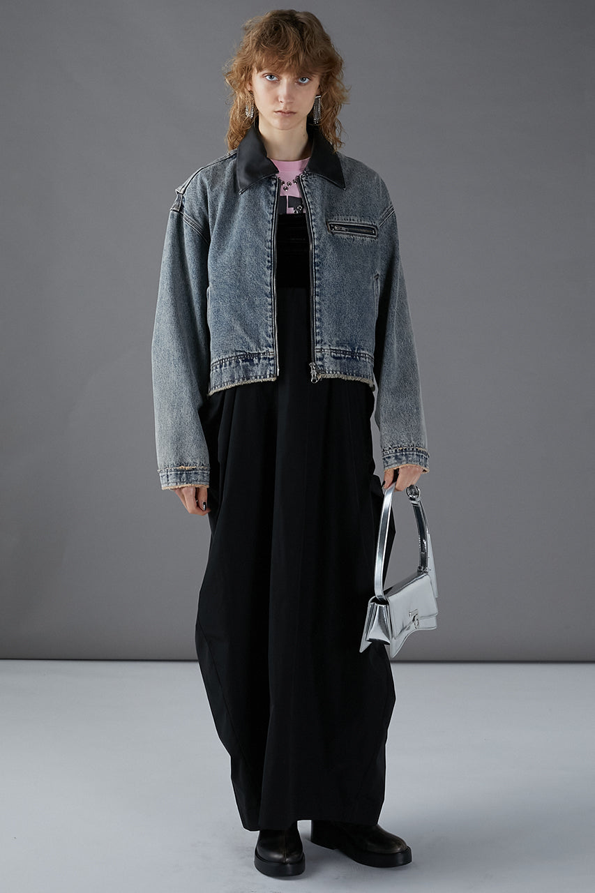 Leather Collar Denim Blouson