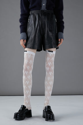 Flower Motif Lace Knee High Socks