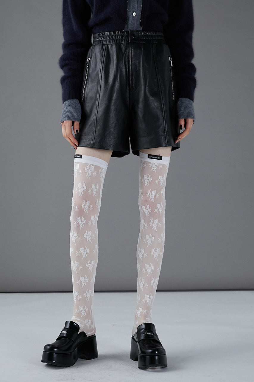 Flower Motif Lace Knee High Socks