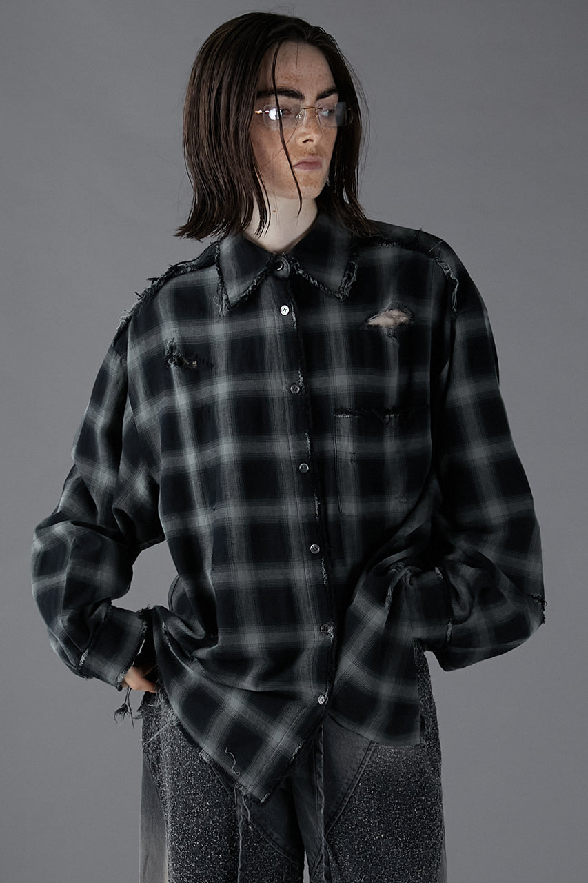 [24Autumn PRE ORDER] DAMAGED CHECK SHIRT