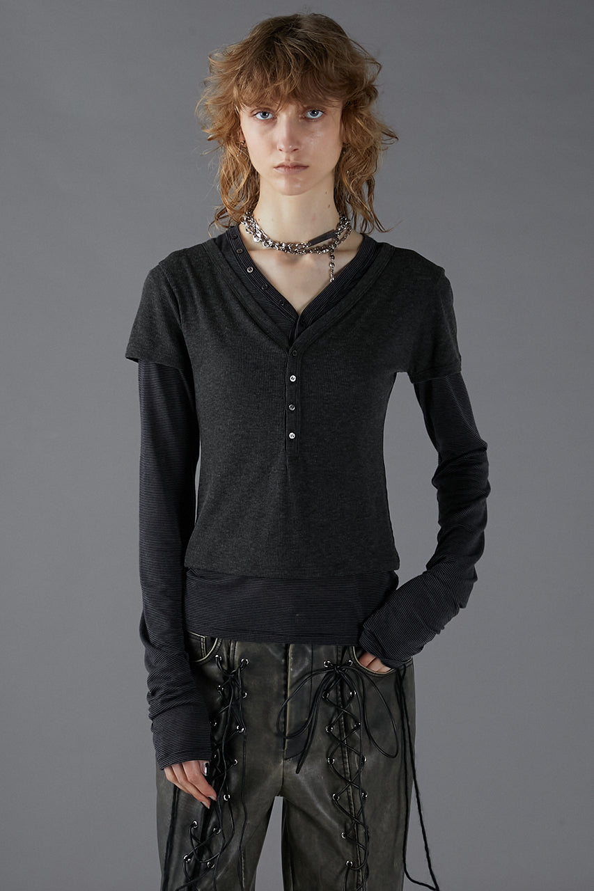 通販生活 ファッション Henley Layered Top トップス