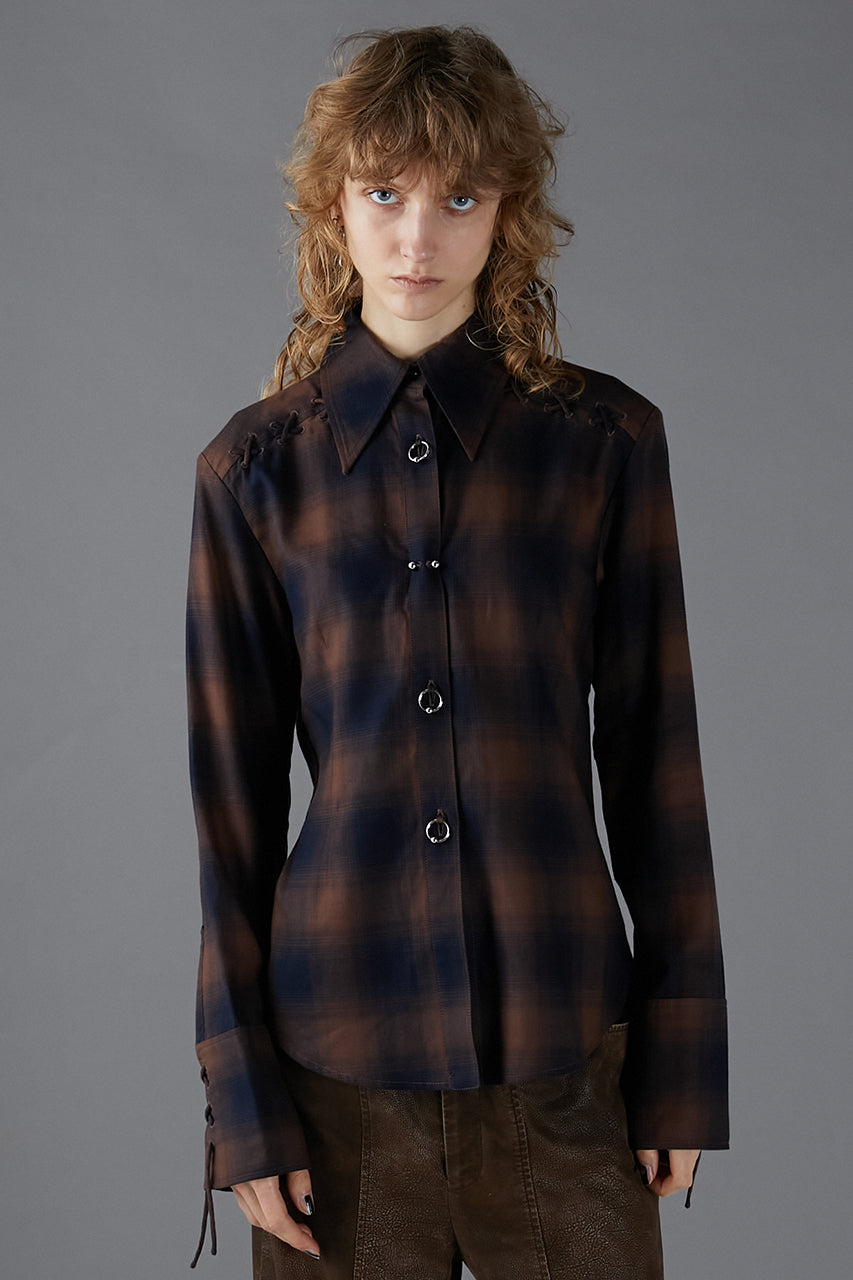 [24Autumn PRE ORDER] Multi Check Body Pierce Shirt