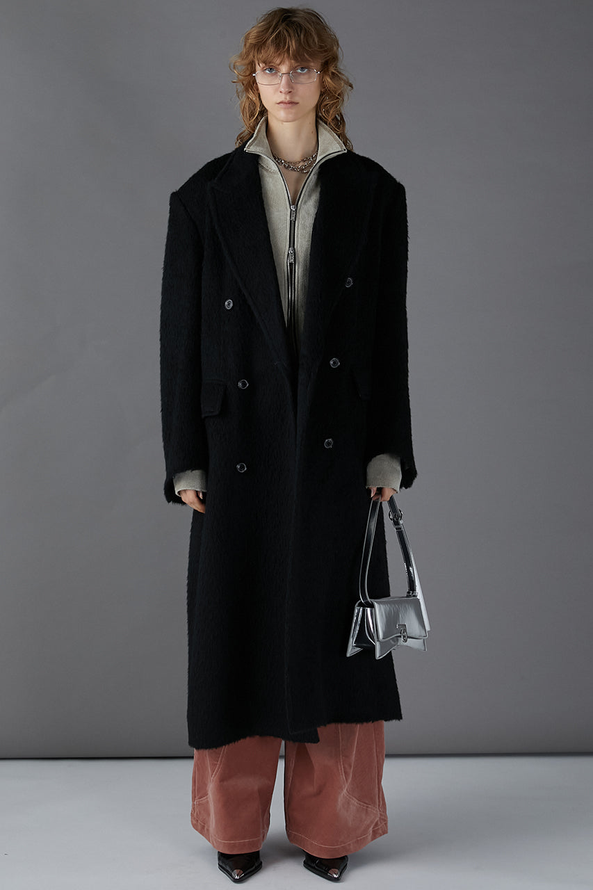 【24WINTER PRE ORDER】Italian Shaggy Double-Breasted Coat