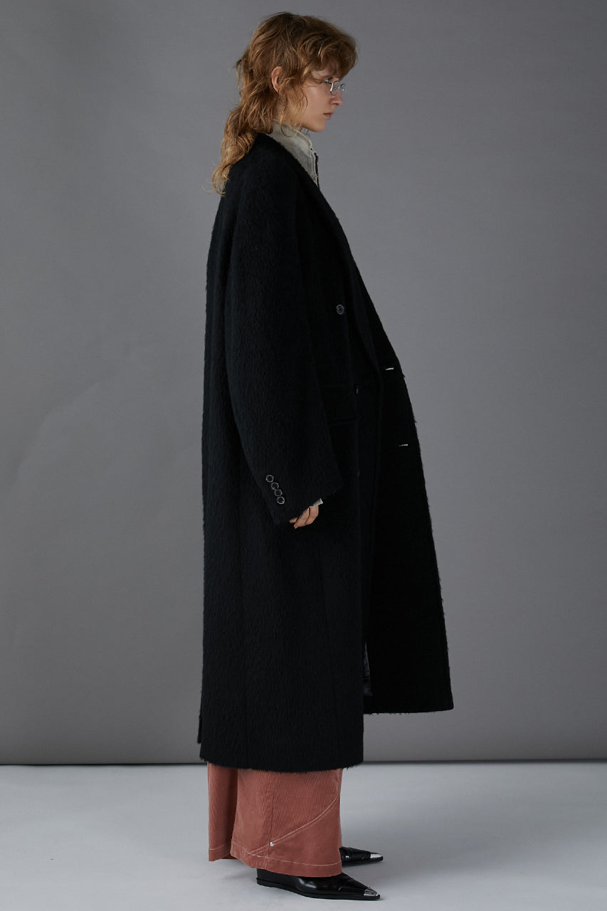 【24WINTER PRE ORDER】Italian Shaggy Double-Breasted Coat