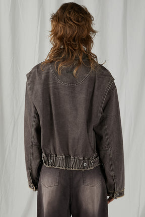 Leather Collar Denim Blouson