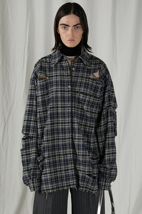 [24Autumn PRE ORDER] DAMAGED CHECK SHIRT