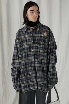 [24Autumn PRE ORDER] DAMAGED CHECK SHIRT