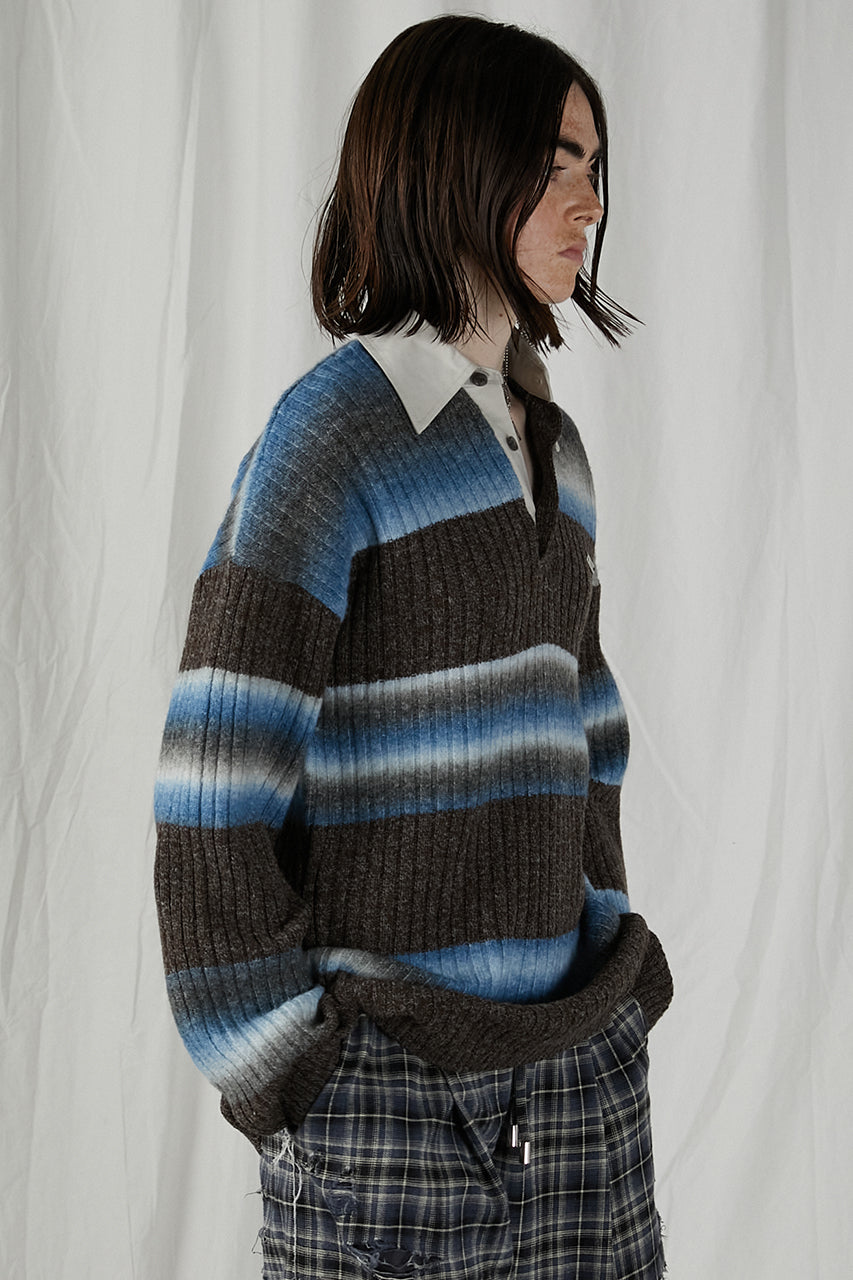 [24AUTUMN PRE ORDER] BLUR BORDER RUGGER KNIT