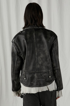 [24Autumn PRE ORDER] RUB OFF COW LEATHER RIDERS JACKET