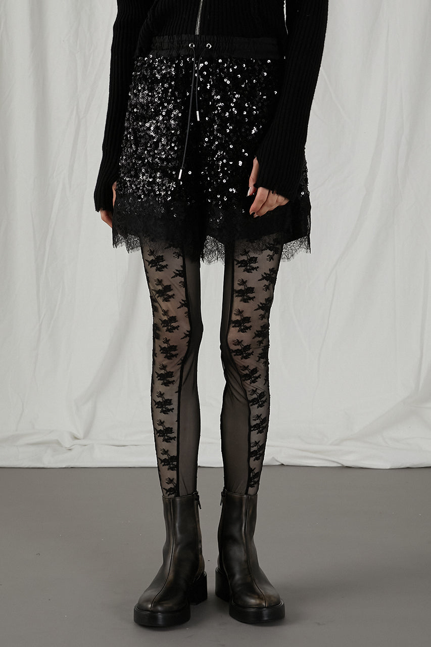 Flower Motif Lace Tights