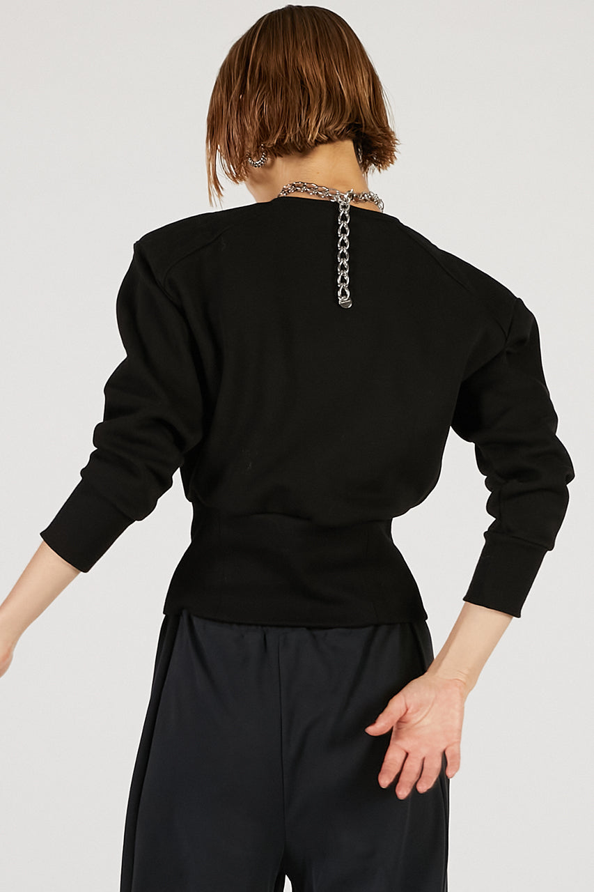 Front Zip Shoulder Pad Sweatshirt - 2025 AUTUMN