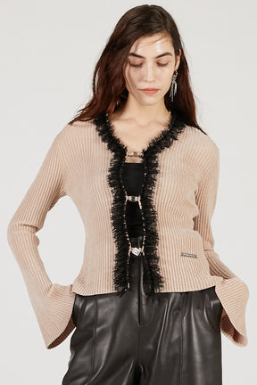 Lace Trim Knit Cardigan - 2025 AUTUMN