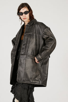 Padded Leather Car Coat - 2025 AUTUMN