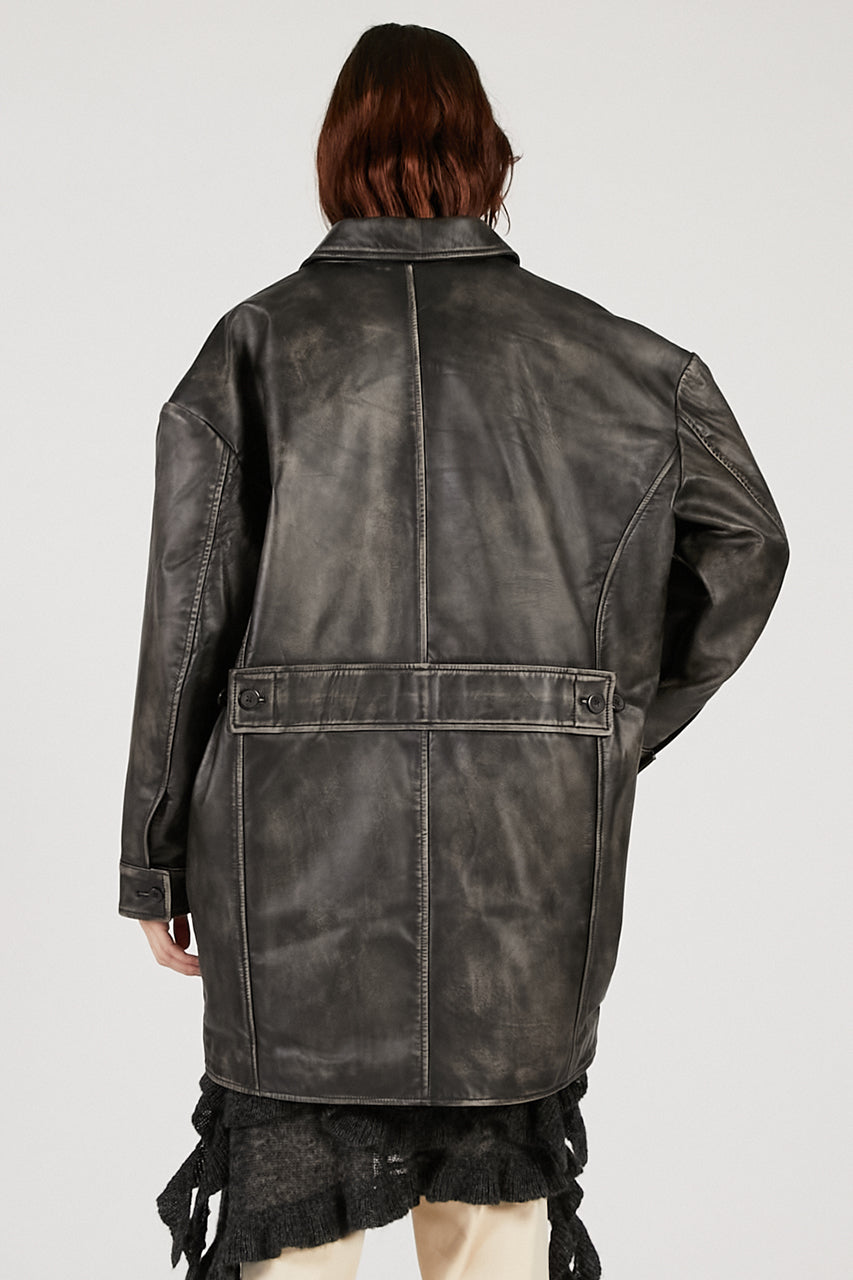 Padded Leather Car Coat - 2025 AUTUMN