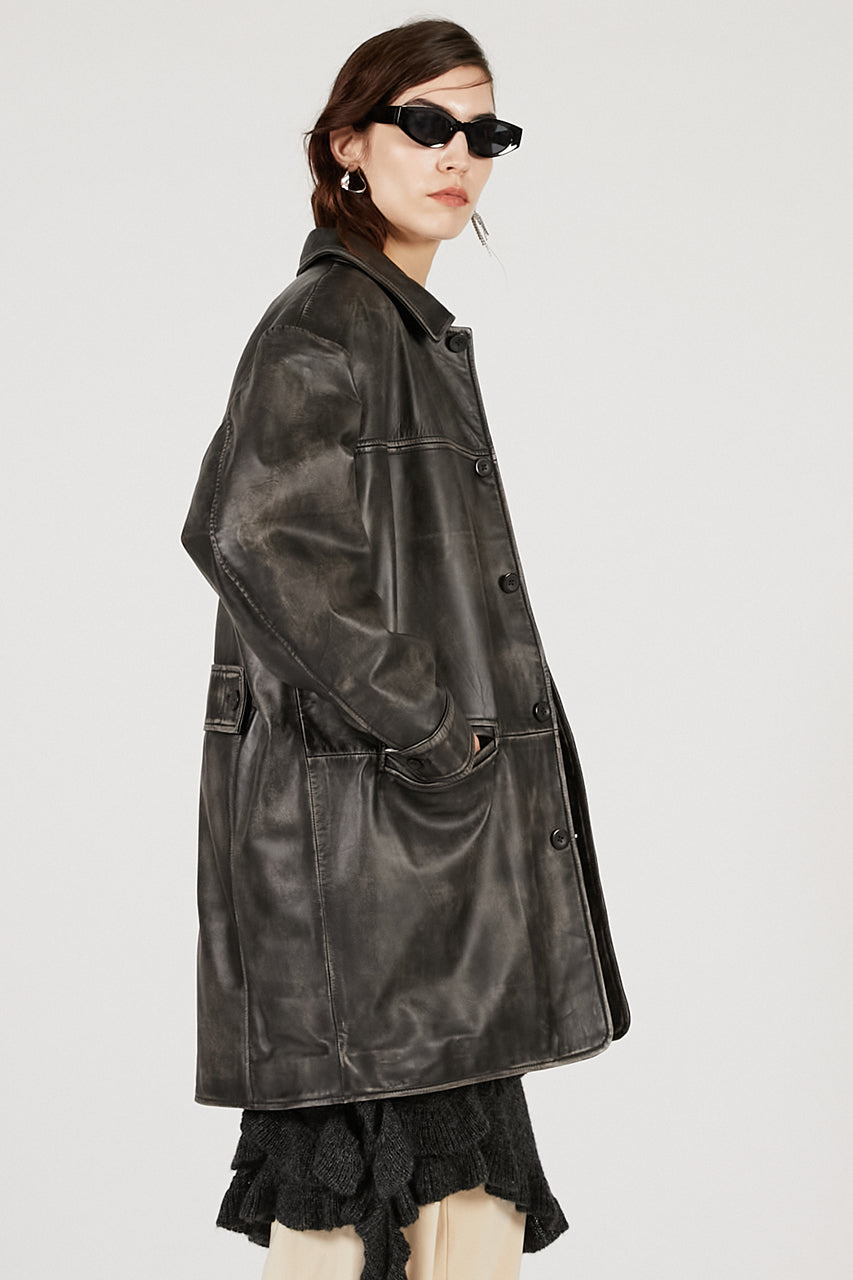 Padded Leather Car Coat - 2025 AUTUMN