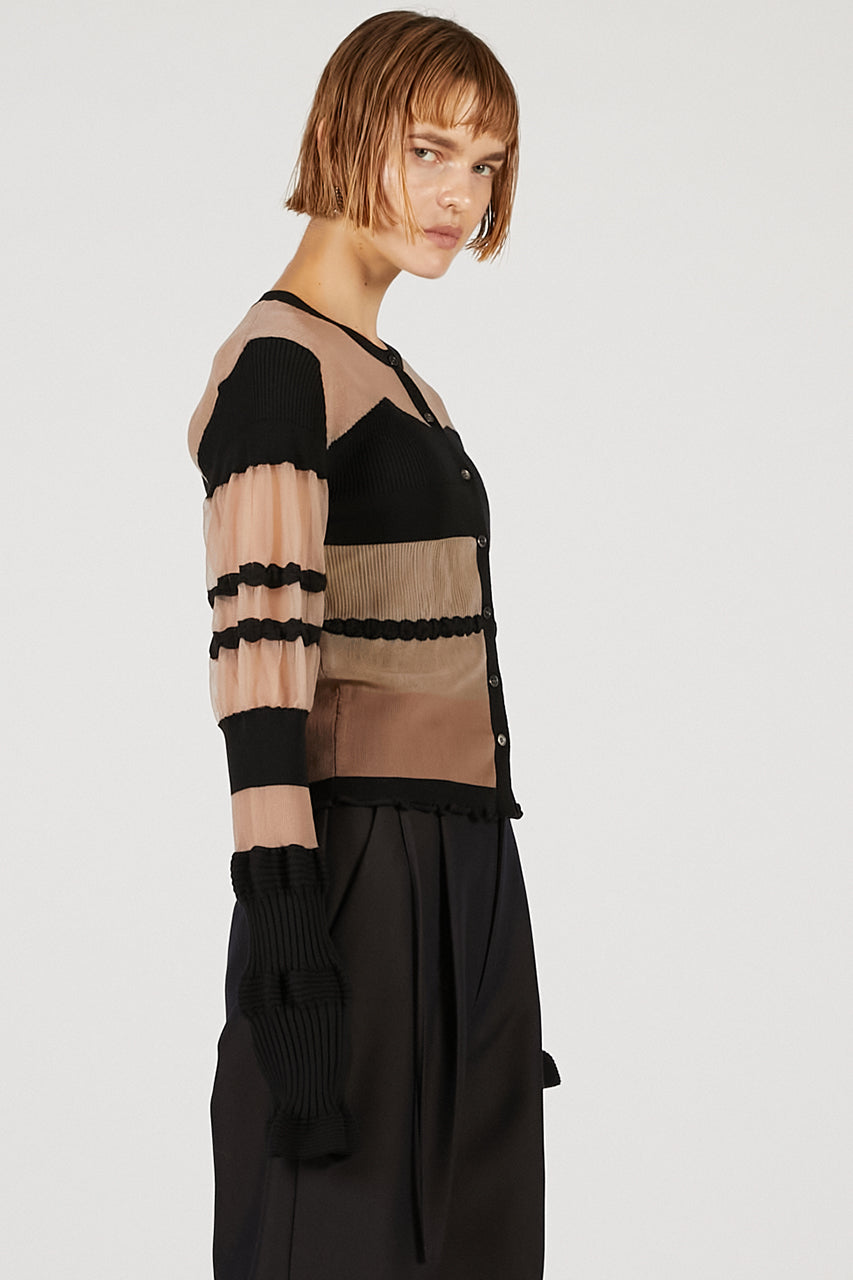 Contrast Border Knit Top - 2025 AUTUMN