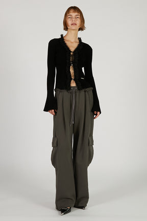 Lace Trim Knit Cardigan - 2025 AUTUMN