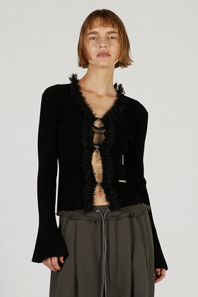 Lace Trim Knit Cardigan - 2025 AUTUMN