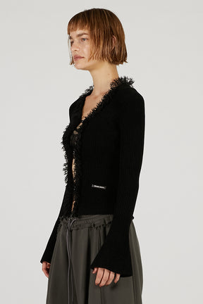 Lace Trim Knit Cardigan - 2025 AUTUMN