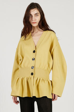 Cocoon Sleeve Peplum Knit Cardigan - 2025 AUTUMN