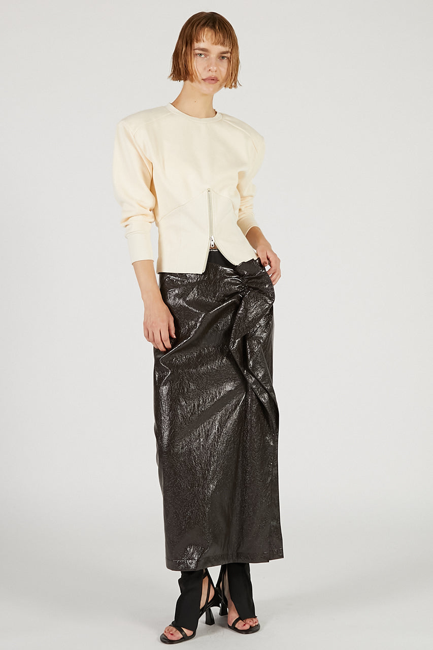 Front Zip Shoulder Pad Sweatshirt - 2025 AUTUMN