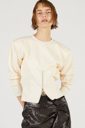 Front Zip Shoulder Pad Sweatshirt - 2025 AUTUMN