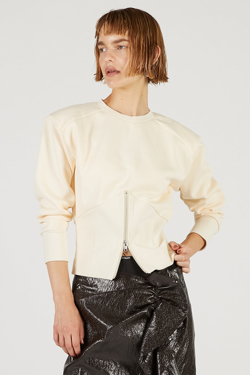 Front Zip Shoulder Pad Sweatshirt - 2025 AUTUMN