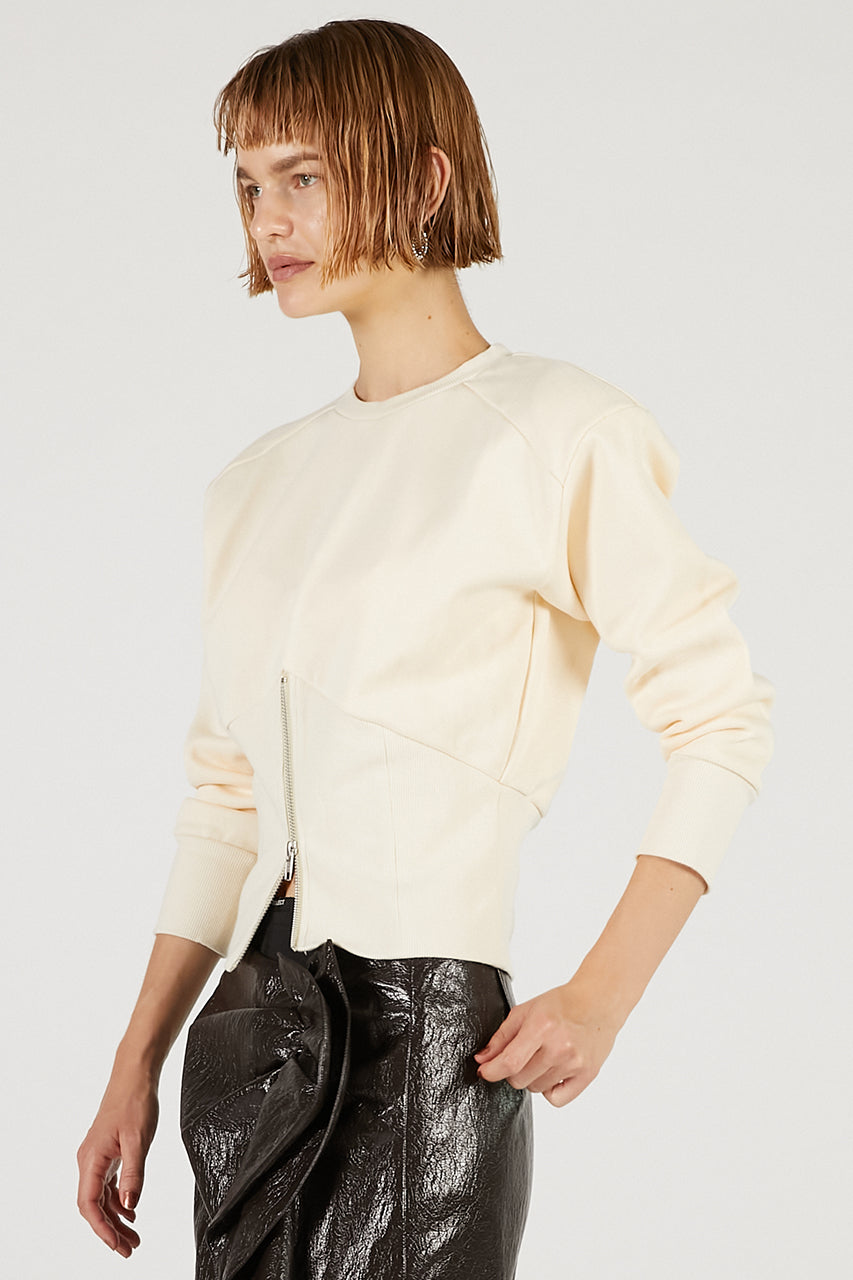 Front Zip Shoulder Pad Sweatshirt - 2025 AUTUMN