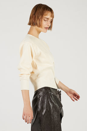Front Zip Shoulder Pad Sweatshirt - 2025 AUTUMN