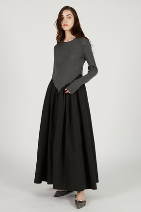 Knit Combination Long Dress - 2025 AUTUMN