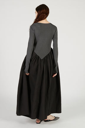 Knit Combination Long Dress - 2025 AUTUMN