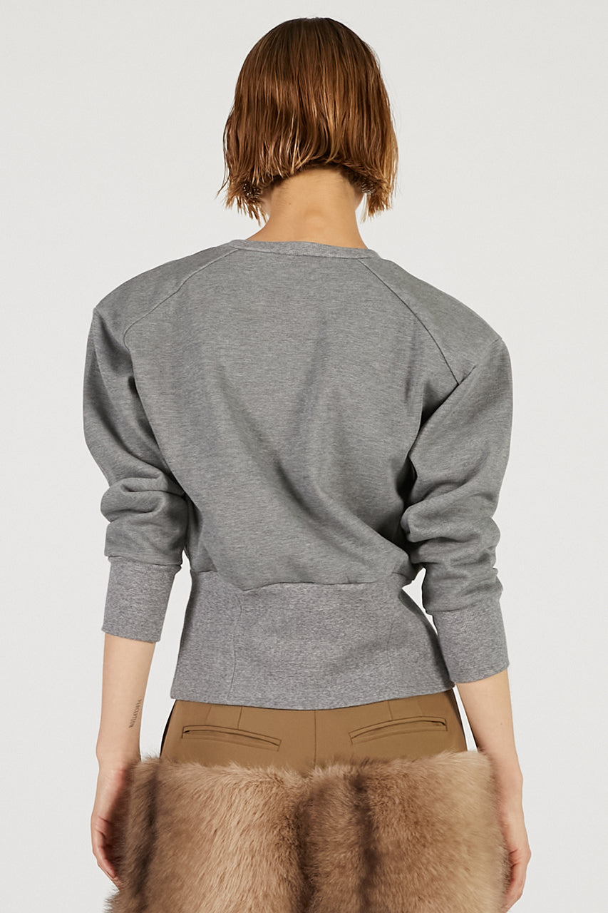 Front Zip Shoulder Pad Sweatshirt - 2025 AUTUMN
