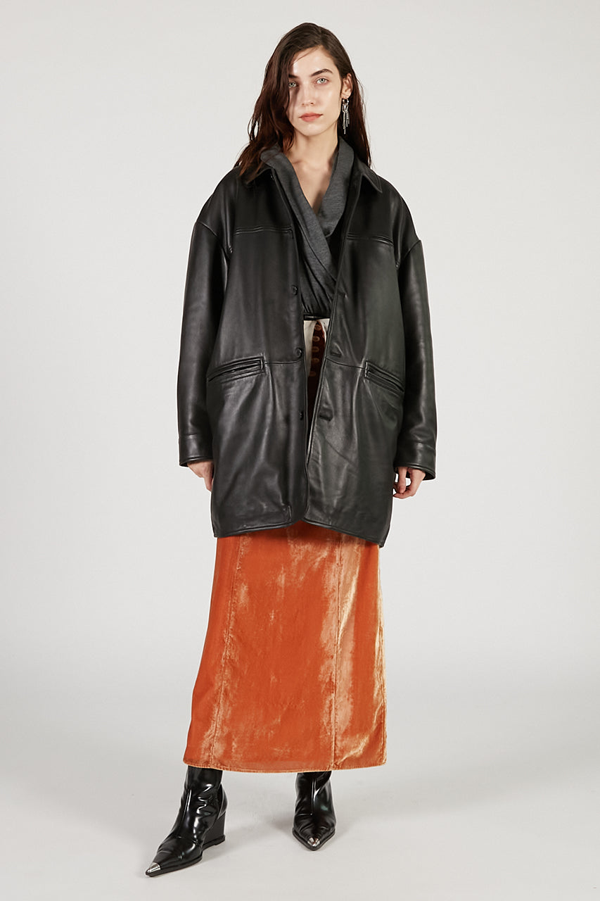 Padded Leather Car Coat - 2025 AUTUMN