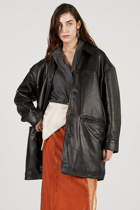 Padded Leather Car Coat - 2025 AUTUMN