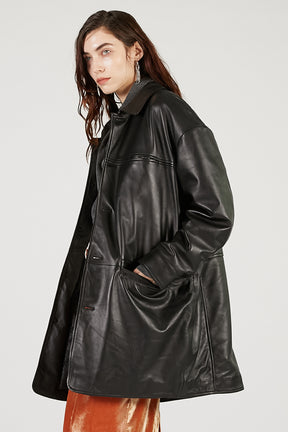 Padded Leather Car Coat - 2025 AUTUMN