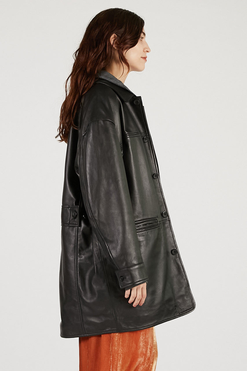 Padded Leather Car Coat - 2025 AUTUMN