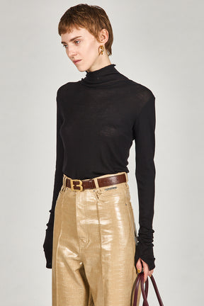 Pure Merino Wool Turtleneck Top