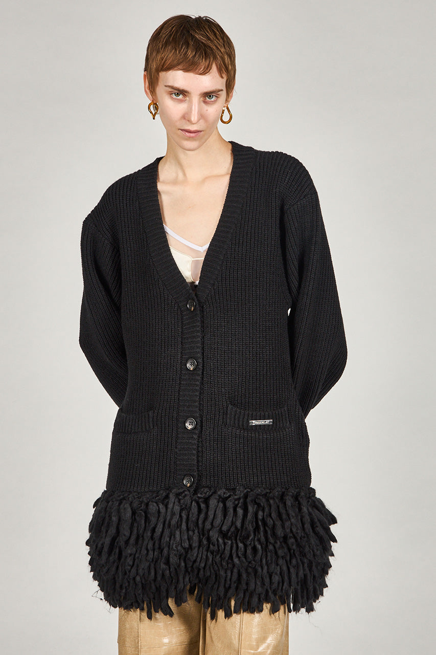 Hand-Fringed Knit Cardigan - 2025 WINTER