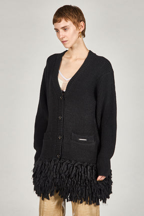 Hand-Fringed Knit Cardigan - 2025 WINTER
