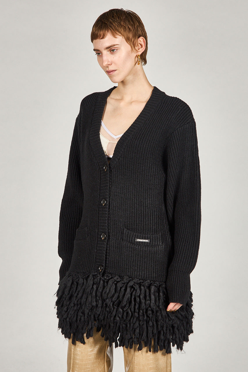 Hand-Fringed Knit Cardigan - 2025 WINTER