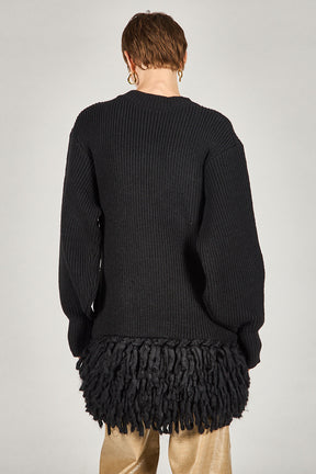 Hand-Fringed Knit Cardigan - 2025 WINTER