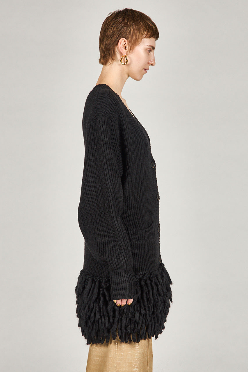 Hand-Fringed Knit Cardigan - 2025 WINTER