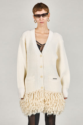 Hand-Fringed Knit Cardigan - 2025 WINTER