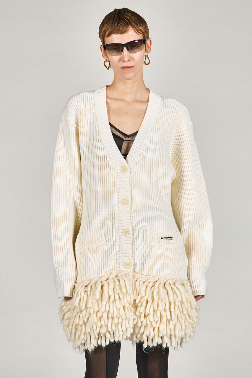 Hand-Fringed Knit Cardigan - 2025 WINTER