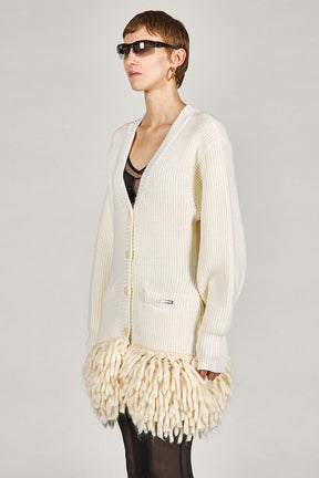 Hand-Fringed Knit Cardigan - 2025 WINTER