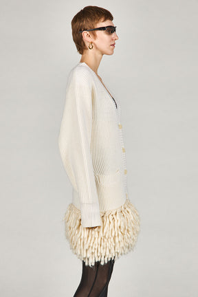 Hand-Fringed Knit Cardigan - 2025 WINTER