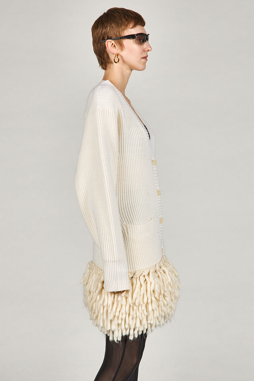 Hand-Fringed Knit Cardigan - 2025 WINTER